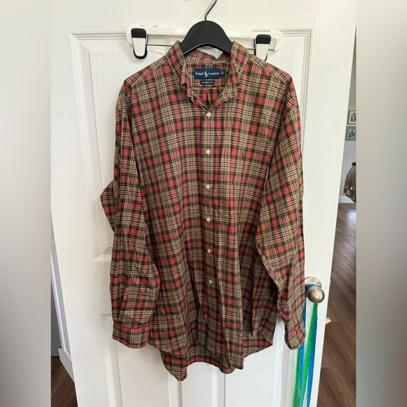 RALPH LAUREN CLASSIC FIT Men’s Button Up Dress Shirt Plaid Large Long Sleeve - Picture 1 of 5